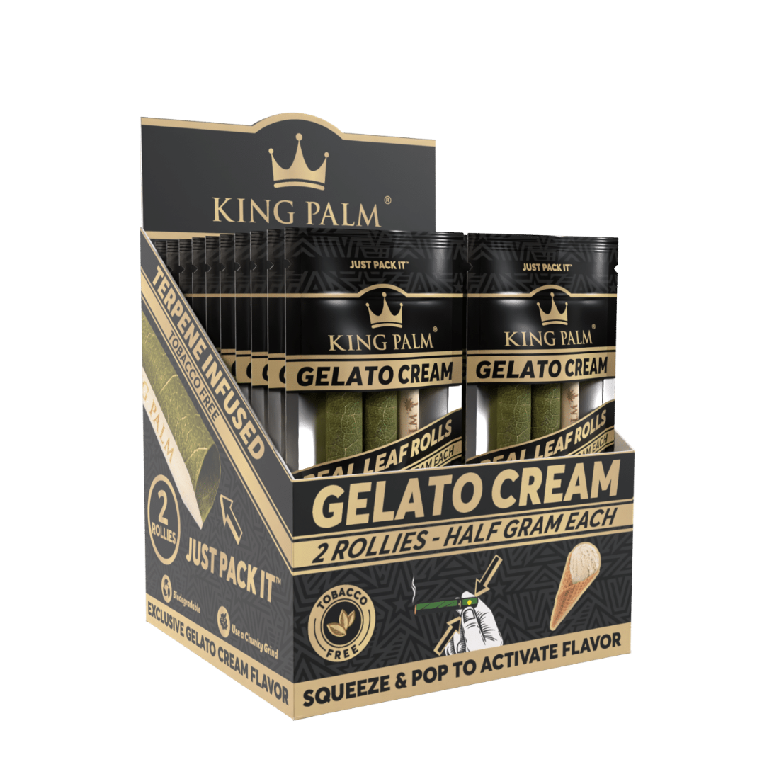 King Palm 2 Rollie Rolls Gelato Cream Display Box 20 Units Per Display