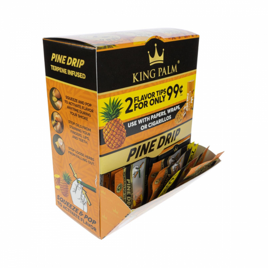King Palm 2 Flavor Filter Tips  Pine Drip Filter Display Box  50 Units Per Display